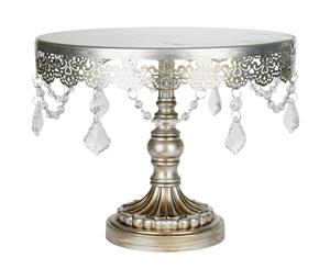 25 cm (10-inch) Crystal-Draped Cake Stand | Silver | Sophia CS310SS