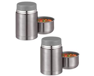 2PK Avanti 600ml Platinum Twin Wall Food Beverage Thermal Flask Stainless Steel