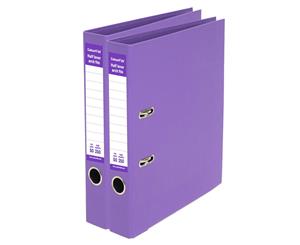 2PK ColourHide A4 250 Sheets Half Lever Arch File/Office Organiser/Binder Purple