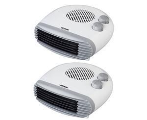 2PK Heller 2400W Electric Portable Low Profile Floor Fan Heater w/ 2 Heating Set