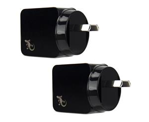 2x Gecko Smart 2.4A USB Wall Charger Power AU/NZ Plug for Smartphones/Cameras BK