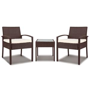 3 Piece Wicker Outdoor Lounge Setting Patio Furniture Rattan Set Cushion Gardeon