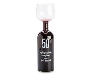 50th Birthday Wine Bottle Glass