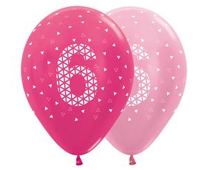 6th Met & Prl Pink 30cm Latex Balloons AOP Wht Ink 50pk