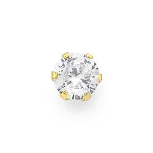 9ct Gold 6mm Round CZ Claw Single Stud Earring