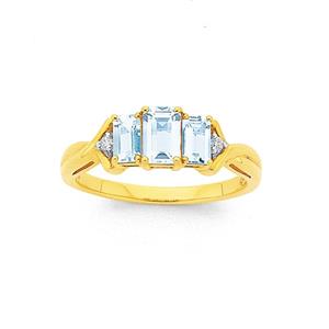 9ct Gold Aquamarine & Diamond Dress Ring