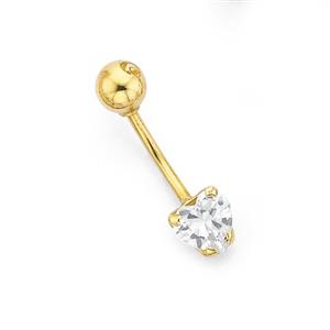 9ct Gold CZ Belly Bar