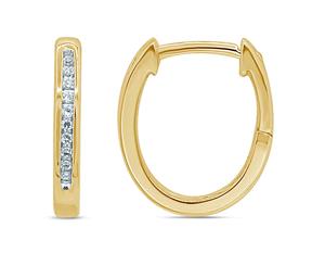 9ct Yellow Gold Hoop Earrings with 20 Brilliant Diamonds