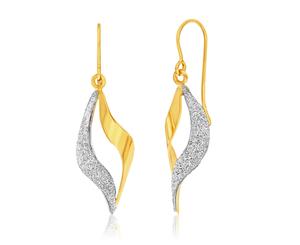 9ct Yellow Gold Silver Filled Stardust Twist Drop Earrings