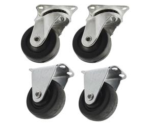 AB Tools 40mm Castor Wheel 4pc Trolley 2 x Fixed & 2 x Swivel Office Rollers TE372