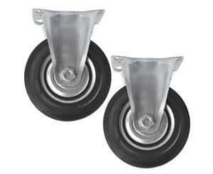 AB Tools 5" (125mm) Rubber Fixed Castor Wheels Trolley Furniture Caster (2 Pack) CST06