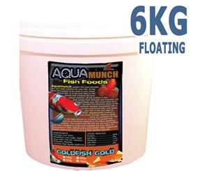 AQUAmunch Goldfish Gold Aquarium Fish Food 3 5mm pellet 6kg Bucket Pond Float