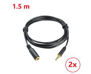 AUX 3.5mm Male to Female Cable Audio Headphone Stereo Extension Cord AU - 1.5M 2x