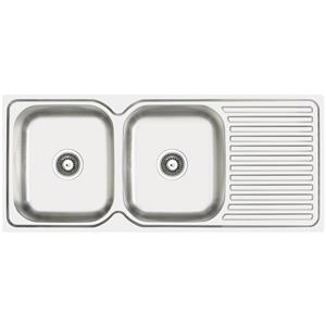 Abey Left Hand Double Bowl Single Drainer Stainless Steel Sink