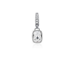 Affinity Cushion Charm with Clear Swarovski Crystals Rhodium Plated