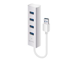 Alogic 4 Port USB 3.0 Hub Silver Aluminium Unibody Bus-powered / Self-powered