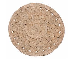 Amalfi Adorn Jute Decorative Patterned Round Floor Rug Natural 90cm - Home