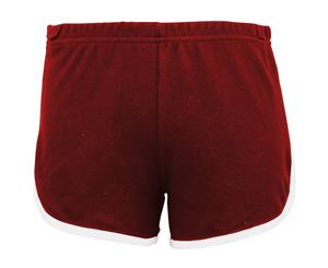 American Apparel Womens/Ladies Cotton Casual/Sports Shorts (Cranberry / White) - RW4012