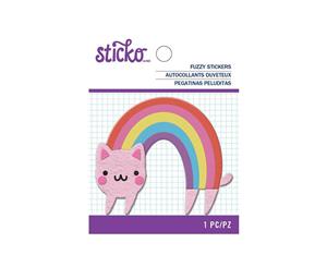 American Crafts - Sticko - Fuzzy Stickers - Rainbow Cat