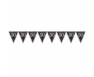 Amscan Sparkling Gold Celebration 50Th Birthday Decorative Bunting (Black/Gold) - SG9902