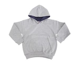 Awdis Kids Varsity Hooded Sweatshirt / Hoodie / Schoolwear (Heather Grey / French Navy) - RW172