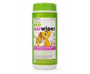 Bamboo Eco Earwipes for Dogs Cats Ear Cleanser & Deodoriser Petkin 80 Wipes