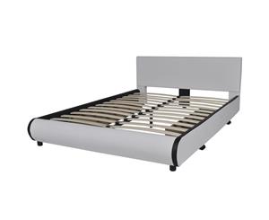 Bed Frame with Storage Drawer Double Leather White Slatted Bedroom Base