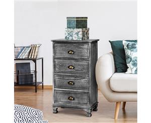 Bedside Tables Drawers Cabinet Vintage 4 Chest of Drawers Grey Nightstand