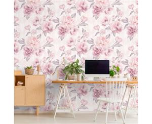 Belgravia Decor Stella Geometric Floral Glitter Wallpaper Blush Pink/White (9750)