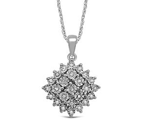 Bevilles Brilliant Miracle Cluster 0.05ctDiamond Necklace in Sterling Silver