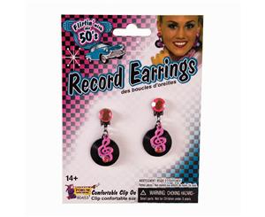 Bristol Novelty Unisex Adults Rock N Roll Record Earrings (Black/Pink) - BN1588