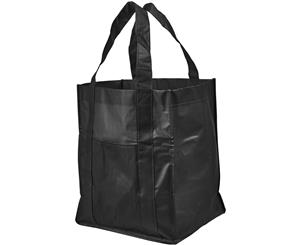 Bullet Savoy Laminated Non-Woven Grocery Tote (Pack Of 2) (Solid Black) - PF2580