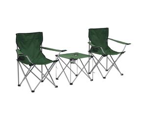 Camping Table and Chair Set 3 Piece Green Outdoor Portable Furniture