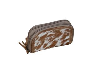 Caramel Cowhide Zip Purse