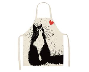 Cartoon Three Cat Kitchen Apron Drawing Cooking - Black