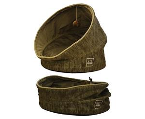 Cat Pop Up Pet Cave with Cushion for Cats & Kittens - Bark Brown - (47x47x69cm) ZeeZ