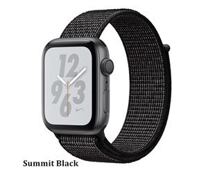 Catzon Watch Band Nylon Sport Loop Fastener Adjustable Closure Wrist Strap iwatch Series 1/2 /3/4 Reflector Black