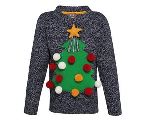 Christmas Shop Childrens/Kids 3D Christmas Jumper (Grey) - RW6452