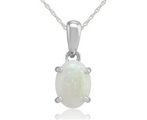 Classic Oval Opal Cabochon Pendant in 9ct White Gold