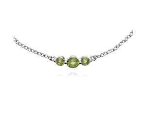 Classic Round Peridot Three Stone Bracelet in Sterling Silver