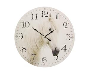 Clock French Country Vintage Wall Hanging 60cm WHITE HORSE