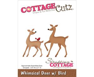 CottageCutz Die-Whimsical Deer W/Bird 3.9&quotX2.7"