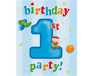 Creative Party Fun At 1 Birthday Invitations (Pack Of 8) (Blue) - SG11547