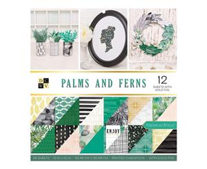 DCWV Double-Sided Cardstock Stack 12 inch X12 inch 36 pack Palms & Ferns 12 with Gold Foil