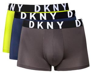 DKNY Men's Micro Trunk 3-Pack - Charcoal/Lime/Navy