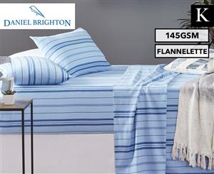 Daniel Brighton Ally Flannelette King Bed 145GSM Sheet Set - Reid Blue