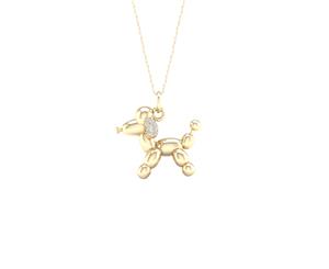 De Couer Sterling Silver Diamond Yellow Gold Plated Balloon Poodle Dog Pet Necklace (1/20CT TDW H-I Color I2 Clarity)