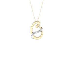 De Couer Sterling Silver Diamond Yellow Gold Plated Mom and Child Necklace (1/20CT TDW H-I Color I2 Clarity)