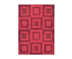 Delta Red Square Shaped Ikat Abstract Rug