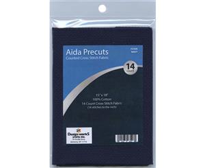 Design Works Gold Quality Aida 14 Count 15 inchX18 inch - Navy